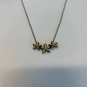 James Avery gentle Blossoms Floral Necklace in Sterling silver & 14k gold